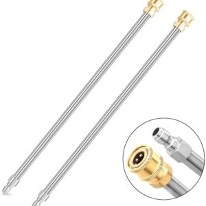 Heavy Duty Pressure Washer Extension Wand 2 Pack - 17 Inch Stainless Steel, Quick Connect 1/4 Inch, Compatible with Most