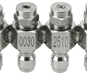 RIDGE WASHER Pressure Washer Nozzle Kit - Stainless Steel Soft Wash - 4 Way Tip Holder - 1/4" Quick Connect - Versatile